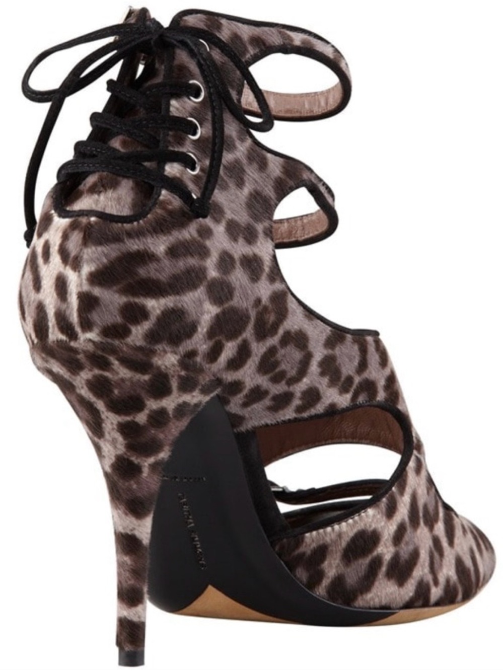 Tabitha Simmons Leopard-Print Double-Strap Peep-Toe Heel - Brown/Black - Picture 3 of 7